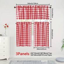 3 Panels Plaid Short Curtain, Holiday Atmosphere Decor Kitchen Coffee Short Curtain, Suitable For Restaurant Cafe Kitchen Laundry Room Partition Short Curtain - Red and White Plaid - View 9