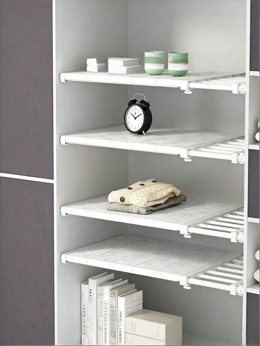 1/2PCS Expandable Bathroom Storage Rack + No-Drill Hooks/Set Multi-Functional Sink Organizer Adjustable Over Sink Shelf Towel Rack Large Capacity Tiered Storage Bathroom Organizer Cosmetics & Toiletries Storage Rack Space Saving Countertop Storage Rack Removable Expandable Heavy Duty Closet Storage Rack