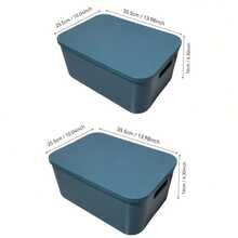 1pc Solid Color Multi-Function Storage Box With Lid, Suitable For Office, Home And Bathroom Organization, Snack Toy Supplies Storage Box - Multicolor - View 6