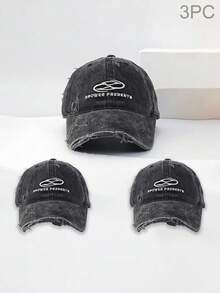 INNNEVV 1 chiếc mũ lưỡi trai denim unisex thêu chữ thời trang phong cách đường phố rách rưới - Nhiều màu - Xem 17