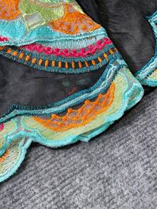 1pc Women's All-Over Print Knit Fabric Ruffle Hem Thin Cardigan, Suitable For Vacation, Beach, Daily Wear, Country Music Concert, Spring/Summer - Multicolor - View 4