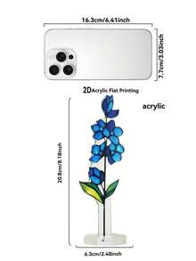 1pc Stained Floral Desktop Ornament Vertical Plant Display Stand With Clear Base Bohemian Windowsill Light Refraction Decor Home Decor Room Decor Ambient Craft For Bedroom Windowsill Living Room & Desk Multi-Pattern Flower Art Ornament - Multicolor - View 12