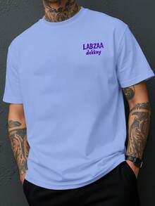 LABZAA, nueva camiseta de cuello redondo para hombre con estampado de doble cara en la parte delantera y trasera, estilo casual, deportivo, moderno y holgado para estudiantes y adolescentes, - Negro - Ver 11