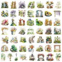 50pcs Forest Pastoral Fresh Transparent Stickers, Garden Secret Dreamy Aesthetic Decorative Phone Case & Notebook Stickers - 50 Photos Of a Hidden Garden Paradise - View 4