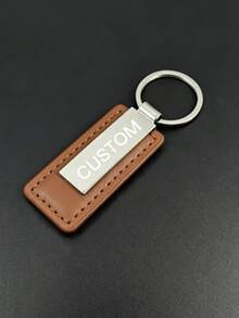 Personalized PU Leather Keychain, Customizable Engraving - Classic Car Key Fob - Ideal Gift - | Custom Text Metal Keychain Accessory - Multicolor - View 5