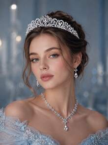 KOVLYNE 1Pc Gold Filigree Rhinestone Bridal Tiara - Curved Crystal Half Crown Headband, Styling Supplies For Wedding, Prom & Formal Party ﻿ - Multicolor - View 15