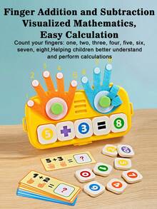1 pieza Juguete de aprendizaje de matemáticas de conteo de dedos para niños, ayuda de enseñanza de suma y resta para preescolares de 3+ años, con caja de almacenamiento, bloques de conteo Montessori portátiles, correa ajustable para el hombro, gancho y bucle duraderos, desarrolla el sentido numérico y el pensamiento computacional - Multicolor - Ver 7