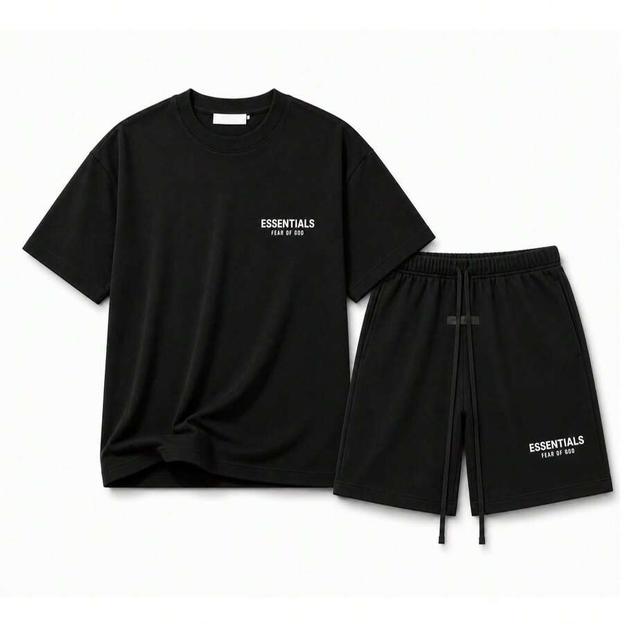Fear Of God Essentials Classic Tee + Shorts Set SS25 Black Unisex - 黑色套裝 - 查看 1