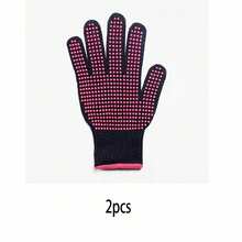 1 Pair Silicone Textured Heat-Resistant Gloves, Professional High-Temperature Resistant Gloves, Suitable For Hair Styling Tools, Curling/Straightening Irons, Hair Dryers, Rose Red - / - View 11