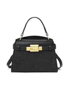 Dedoo Tas Tangan Wanita Kulit PU Motif Leci, Perangkat Keras Emas, Ringan, Modis, Gaya Sehari-hari Kelas Atas (Dengan Tas Hadiah) - Hitam - View 8