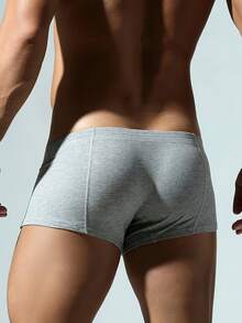Men's One-Piece, Plain-Colored Stretch Briefs With Decorative Button And Four-Way Stretch - Light Grey - View 5