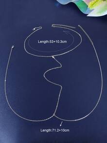 1pc Silver Long Chain Sexy Personalized Body Chain For Women Beach Body Jewelry - Silver - View 5