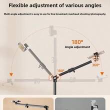 Horizontal Overhead Tripod Adjustable Phone Tripod Stand For Video Recording - Black - View 6