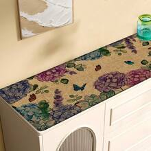 1 pieza, Decoración del hogar, Estampado de patrón floral, Alfombra de cocina de lino, Tapete de cocina, Tapete de piso, Tapete de baño, Tapete de puerta, Impresión 3D rectangular, Adecuado para sala de estar, dormitorio, pasillo, baño, lavandería - Alfombra de poliéster, Adecuado para decoración del hogar interior y exterior - Multicolor - Ver 6