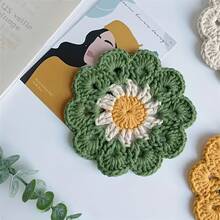 Set Of 3 Handmade Crochet Coasters For Kitchen And Dining Table Decor - Thick, Heat-Resistant Floral Table Protectors With Crochet Edges, Decorative Fabric Insulators For Hot Cups And Bowls, Rustic Table Accessories - Multicolor - View 8