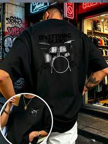 Camiseta con estampado de doble cara, para regalos familiares y de equipo, perfecta para reuniones de aniversario y salidas de verano. - Negro - Ver 1