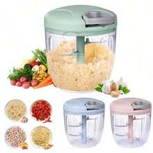 1 pieza Procesador de alimentos manual, picadora de ajo portátil, picadora de cebolla, apta para verduras, jengibre, frutas, frutos secos, hierbas, herramienta de cocina compacta - Gris - Ver 10