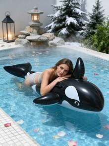 Flotador inflable de ballena negra para montar, flotador inflable de ballena negra para agua, flotador inflable de orca para piscina, flotador inflable de tabla de surf de ballena negra de PVC, adecuado para entretenimiento familiar de adultos, ocio al aire libre, fiesta de verano, playa, lago - multicolor - Ver 4