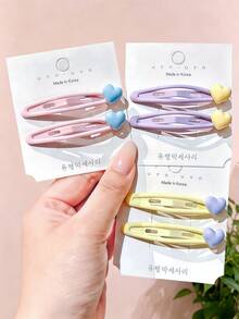 4/8/16pcs/Set Macaron Color Sweet Heart Hair Clips, Yellow, Pink, Purple, Blue 4-Color Combination, With Soft Cute 3D Heart - Suitable For Women And Girls, Perfect For Daily School, Dating, Vacation, Graduation Season, Party, Random Color,Hair Claws - Multicolor - View 6