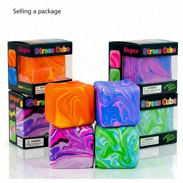 Needoh Schylling Random 1pc Vibrating Toy "Stress Cube", Slow-Rising Soft Toy, Sensory Vibrating Toy For Anxiety Relief, Calming Toy, Gift Box Filler, Birthday Gift, Classroom Reward Treasure Box Toy, Christmas Stocking Stuffer, Party Favor - Multiple Colors Available (Random Color) Needoh