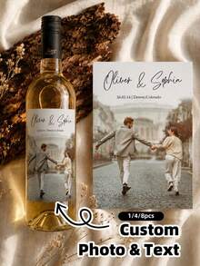 1/4/8pcs Customizable Wine Bottle Stickers, Personalized With Photos And Text, Waterproof And Oil-Resistant, Suitable For Weddings, Birthdays, Holidays, Graduation Parties, Anniversaries, Can Be Applied To Red Wine And Champagne Bottles, Instantly Enhances Party Atmosphere, Perfect As Gifts For Father, Mother, Wife, And Friends - Multicolor - View 2