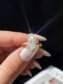1 pièce Bague en Moissanite 2 carats à Taille Marquise 6 Griffes en Argent Sterling 925 Élégante et Luxueuse Cadeau de Fiançailles Mariage Anniversaire Bijoux de Mariée - Bague en moissanite marquise - 2 carats - Voir 2