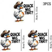 1/2/3入酷感牛仔鴨熱轉印貼,時尚眼鏡項鍊白鴨「QUACK WAS THAT?」趣味文字圖案熱轉印貼,乙烯基印花熱轉印貼紙,熨燙貼布貼,適用於枕頭、DIY、背包、T恤、帆布袋、衛衣、牛仔褲、衣物、縫紉用品 - 多色 - 查看 5