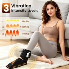 Hailicare Foot Airbag Massager, 3-Level Heating (40-45-50℃), 3 Massage Modes & 3 Adjustable Intensity Levels, 15-Minute Timer, LED Digital Display, 2000mAh Rechargeable Battery, Type-C Charging, Relaxes Feet & Ankles, Ideal Holiday Gift - Black - View 4