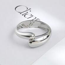 1pc INS Style Asymmetric Wavy Glossy Metal Bracelet, Women's Casual Commute Jewelry - White Steel Color - View 5