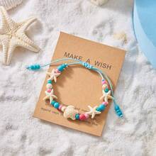 Women's Starfish Shell Anklets, Bohemian Ankle Bracelet, Rice Bead Leg Bracelet, Handmade Foot Chain, Bohemian Jewelry, Sandals, Gift - BR25Y0077 - View 1