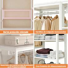 WUWAWDOGA Modern Open Modular Wardrobe For Bedroom With 2 Drawers, Multiple Built-In Shelves And Hanging Rails. White. - White - View 5