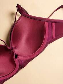 Damen Sexy Tiefer V-Ausschnitt Rosenrot Dessous, Sexy Süß Bequem Französisch Romantisch Dessous, Bequem Vielseitig Lässig Bügel Push-Up Anti-Durchhängen BH - Heißes Pink - Übersicht 9