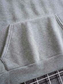 Sudadera con capucha y cordón para hombre de talla grande con estampado de aventura al aire libre, vuelta al colegio, otoño/invierno - Gris - Ver 5