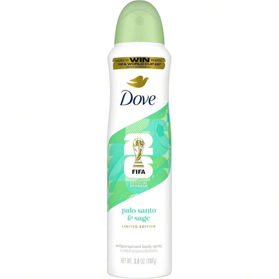 Dove Advanced Care Dry Spray Antiperspirant, Palo Santo & Sage, 72h Sweat & Odor Protection,  Free – FIFA World Cup Limited Edition, 3.8 Oz Variant 1 - 3.8 盎司(1 包) - 查看 1