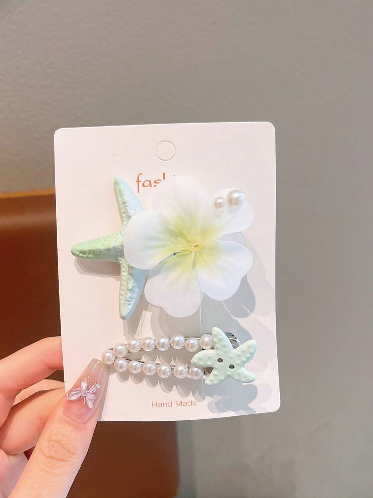 2 buah Jepit Rambut Anak Perempuan Berwarna-warni, Manis, Segar, Motif Kartun Musim Semi, Warna Dopamin, dan Mutiara untuk Poni - MultiWarna - View 6