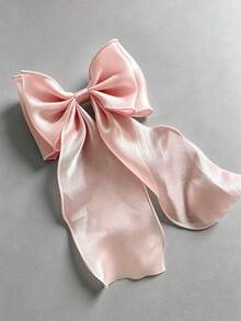 1pc Sweet Pink Princess Tulle Extra Large Bow Wave Ribbon Spring Clip, Elegant Soft Hairpin Hair Accessory For Spring, Claw Clips,Hair Clip,Birthday - Green - View 15