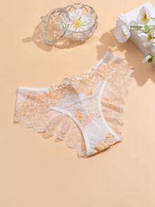 5pcs/Pack Celana Dalam Wanita Seksi Tanpa Jahitan Dua Warna dengan Motif Renda, Elastis, Bernapas, Nyaman, dan Ramah Kulit, Model Segitiga - MultiWarna - View 3