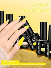 VOKY 6PCS/SET Summer Gel Nail Polish Set, Bright Yellow, High Saturation, UV/LED, Durable And Long-Lasting, It Is An Essential Item For Nail Salons And Home Nail Art - Multicolor - View 8
