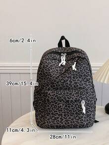 1pc Large Capacity Nylon Student Backpack, Minimalist Leopard Print College Girls Backpack, Girls Nylon Backpack, Girls Travel Backpack - Multicolor - View 11