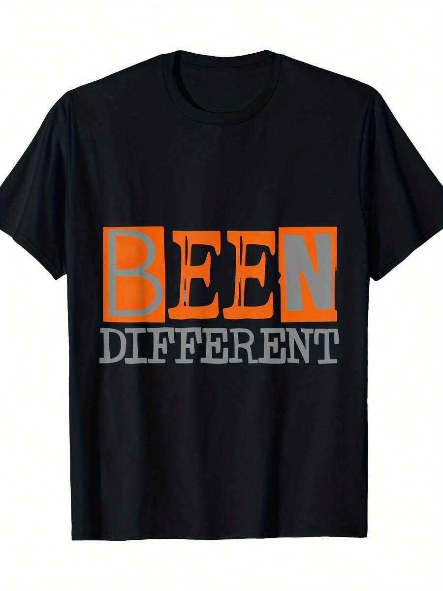 Camiseta de estilo citadino con doble estampado de letras y diseños, artículo muy popular para usar todo el año - Negro - Ver 1