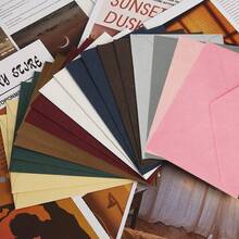 16pcs Linen Envelopes Stationery Set Vintage V-Flap Invitation Paper For Wedding Graduation Baby Shower Postcard Holder - A - View 2