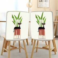 2/4/6pcs Set, Home Decor, Printed Linen Chair Covers, Suitable For Daily Home Decoration, Living Room, Dining Room, Garden, Hotel Restaurant, Holiday Party, Friends Gathering, Washable Polyester Material, Dining Chair Seat Covers - Multicolor - View 7