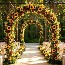 2pcs Artificial Sunflower Yellow Red Rose Vine 90.9 Inch, Easy To Hang Faux Floral Garland, Suitable For Outdoor Garden Wedding Arch Ceiling Message Wall Staircase Hotel Decoration - Multicolor - View 8