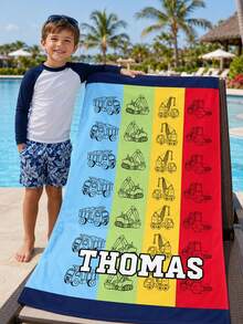 Personalized Children's Beach Towel With Customizable Name, Perfect Summer Birthday Gift, Suitable For Various Summer Occasions. Beach Towel And Accessories, Suitable For Beach, Swimming Pool, Travel, Camping, Yoga And Other Scenes. - Multicolor - View 9