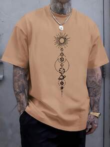 Camiseta Casual de Moda para Hombre con Cuello Redondo y Estampado Frontal de Manga Corta - Blanco - Ver 8