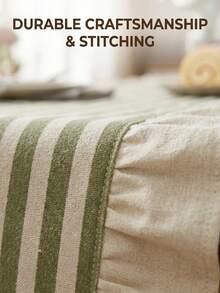 1pc American Country Style Simple Ruffle Edge Striped Table Runner, Rectangular Table Cloth For Home Kitchen Dining Table, Tea Table, TV Cabinet, Entryway, Multi-Functional Cover, Suitable For Holiday Gatherings, Birthday Parties, Wedding Dinners, Restaurant, Living Room, Coffee Table Mat, Home Decor, Room Decor, All Seasons - Green - View 4