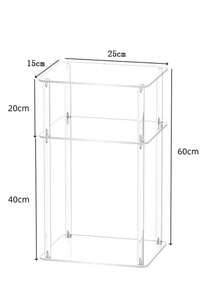 1 Set Mesa de almacenamiento pequeña de 2 niveles transparente de acrílico/Mesa de café pequeña - Blanco - Ver 5