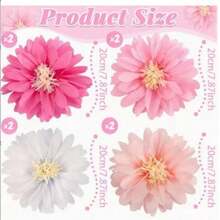 A 20-Centimeter Handmade Daisy Paper Flower Ball Party Backdrop Decoration Set, Composed Of Pink, Rose-Pink, Peach And White Mixed Paper Balls. Suitable For Wedding Backdrops, Birthday Party Center Decorations And Seasonal Flower Decorations. - Multicolor - View 11