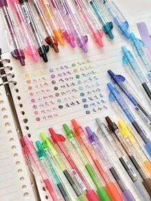 1/2/4/5/6/24支裝多色凝膠筆，經典色書寫筆，繪圖與標記彩色鉛筆，簽名筆，素描與日記筆，辦公與學生筆，適用於辦公室、會議、學習筆記、螢光標記、開學文具 - A - 查看 11