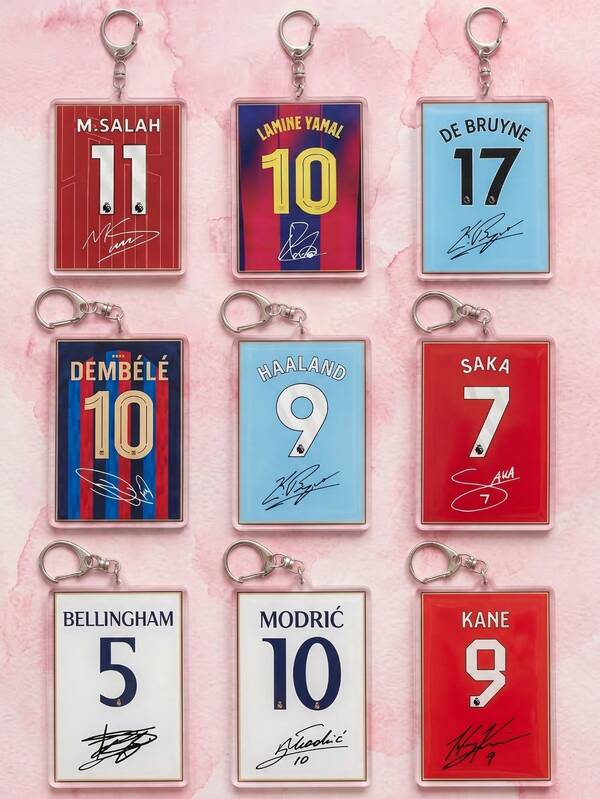 1pc/9pcs 2026 World Cup Themed Soccer Jersey Pattern With Printed Signature And Number, Sports Fan Tribute Style Transparent Acrylic Keychain, Multi-Purpose Pendant Suitable For Backpack Charm, Gym Bag Tag, Car Key Ring, Sports Event Souvenir, Fan Club Gift, School Locker Decoration, Pencil Case Decoration, Perfect Gift For Soccer Fans, Athletes, Boyfriends And Sports Enthusiasts